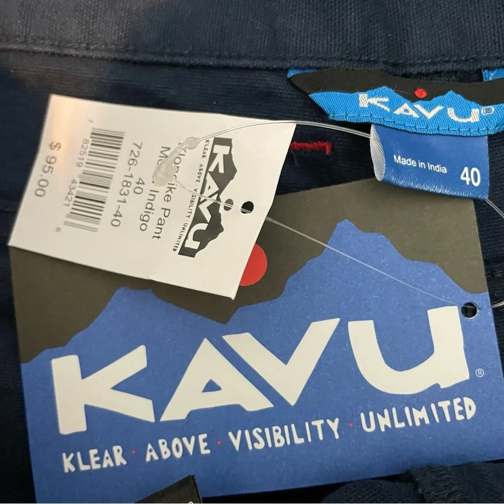 KAVU Klondike Double Knee Pants Blue Outdoor Canvas Cotton Work NWT Mens 40x32
